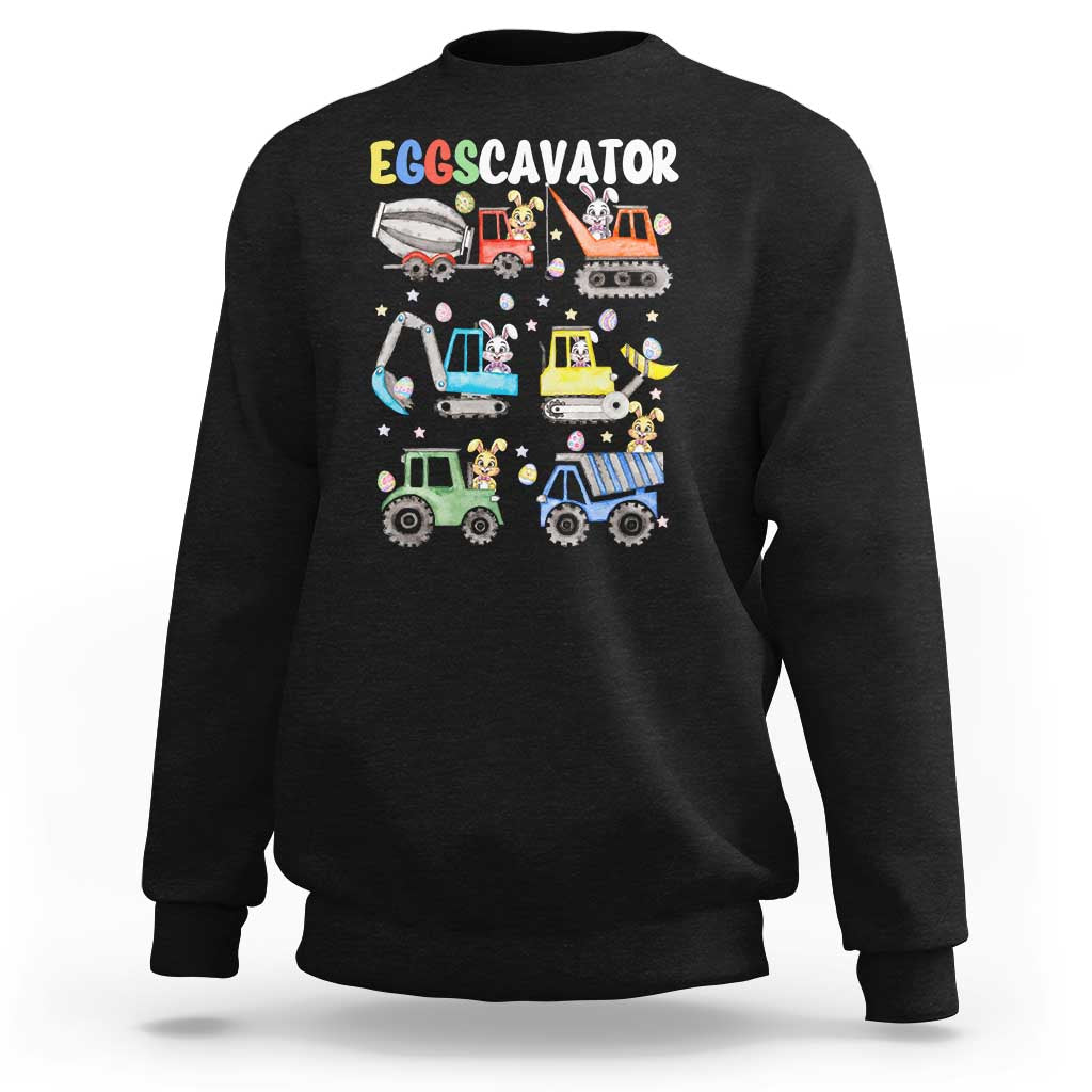 Easter Eggs-Cavator Sweatshirt Bunny Excavator Construction Trucks