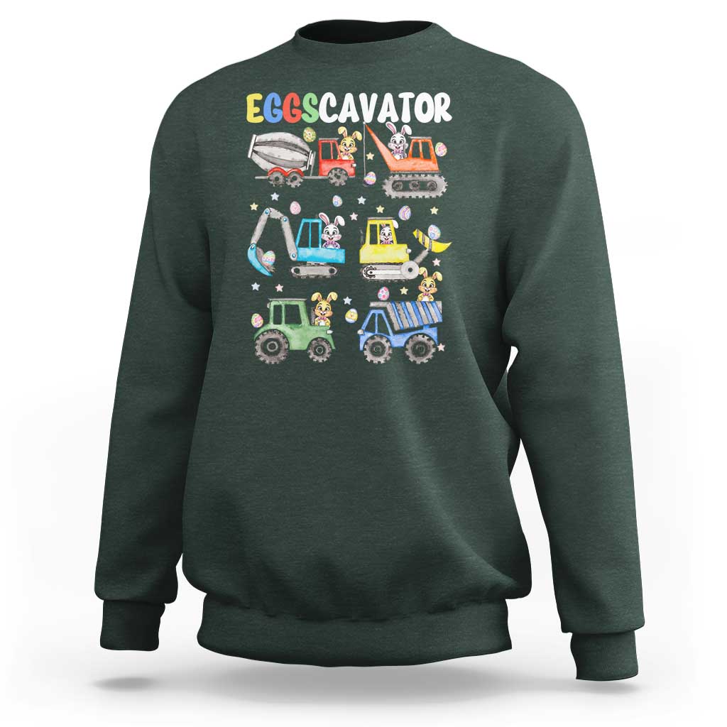 Easter Eggs-Cavator Sweatshirt Bunny Excavator Construction Trucks