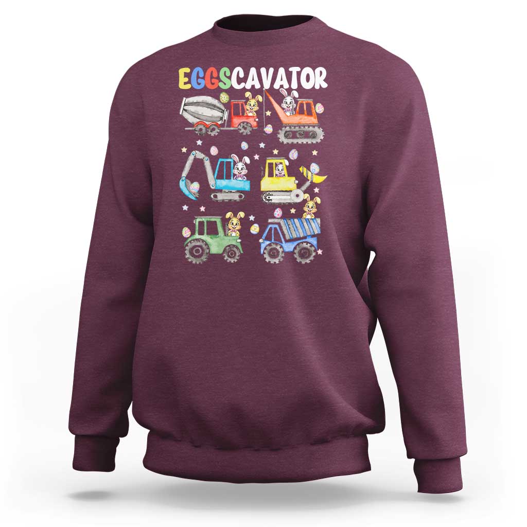 Easter Eggs-Cavator Sweatshirt Bunny Excavator Construction Trucks