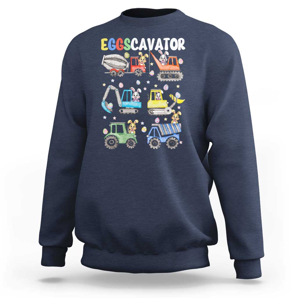Easter Eggs-Cavator Sweatshirt Bunny Excavator Construction Trucks