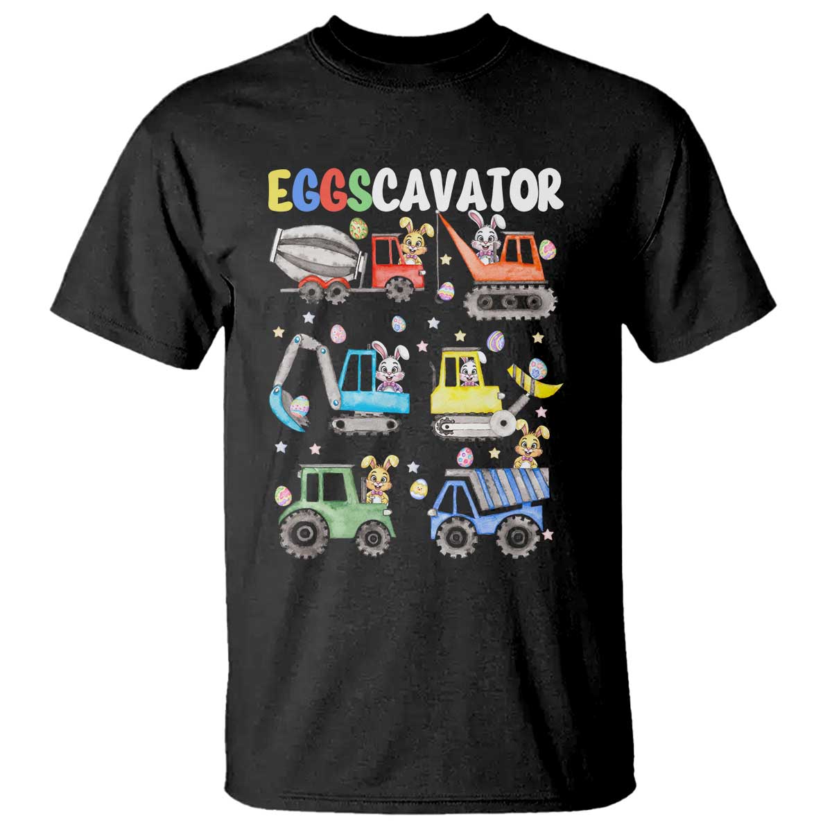 Easter Eggs-Cavator T Shirt Bunny Excavator Construction Trucks