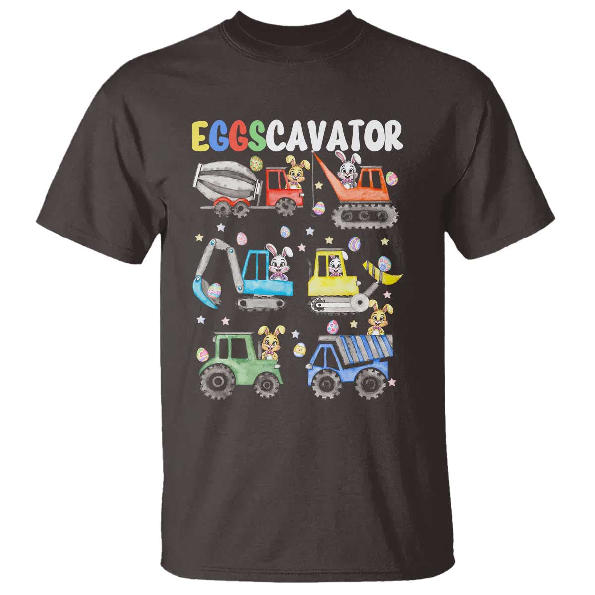 Easter Eggs-Cavator T Shirt Bunny Excavator Construction Trucks