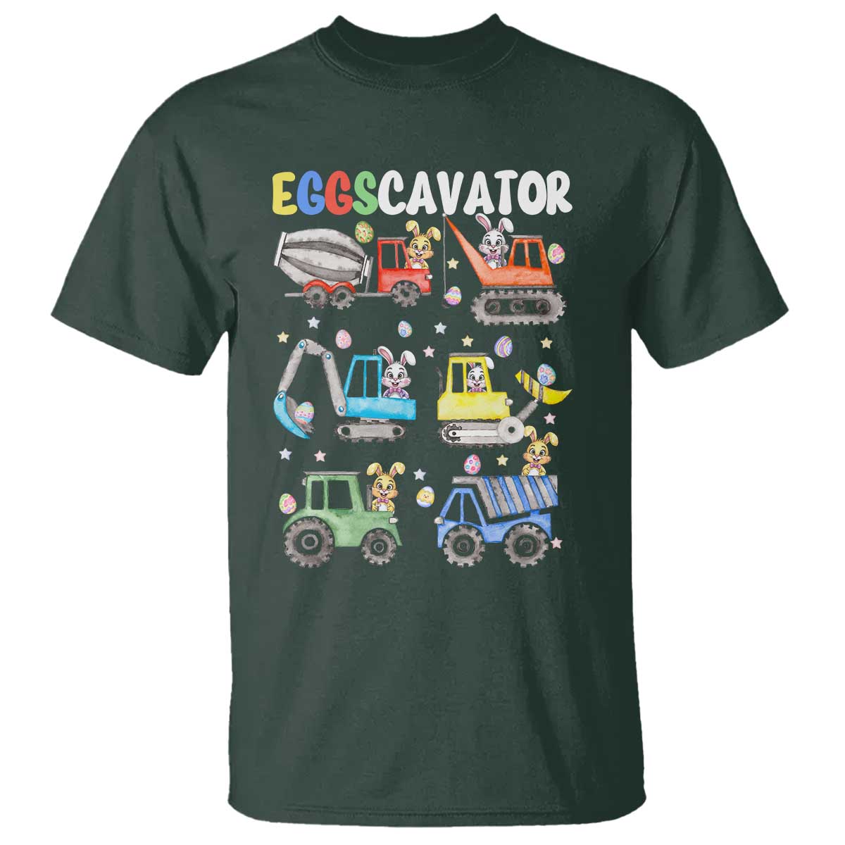 Easter Eggs-Cavator T Shirt Bunny Excavator Construction Trucks