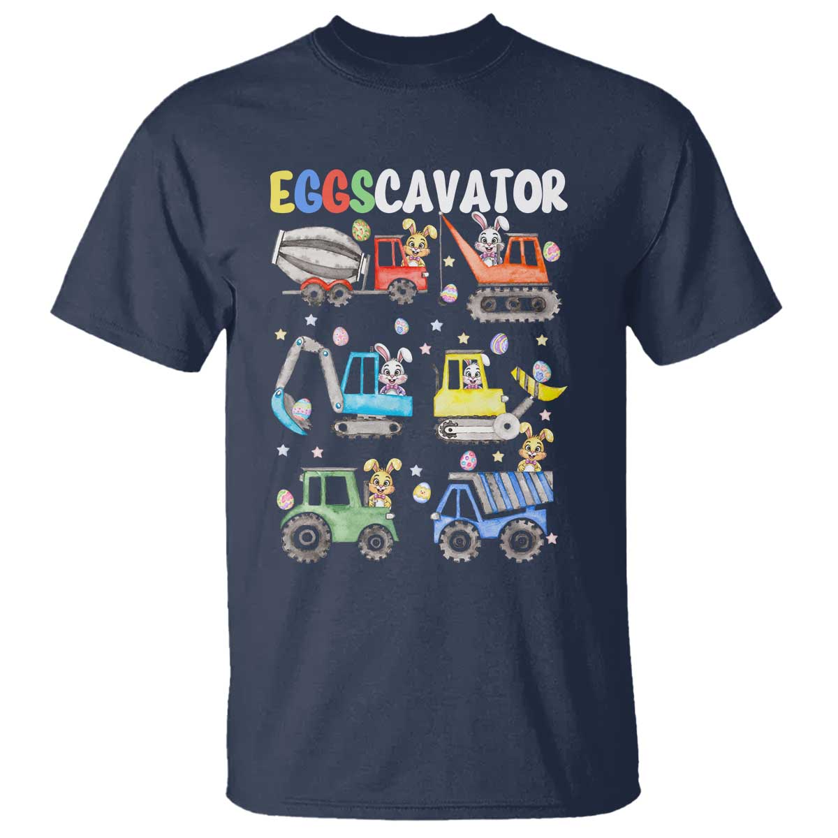 Easter Eggs-Cavator T Shirt Bunny Excavator Construction Trucks