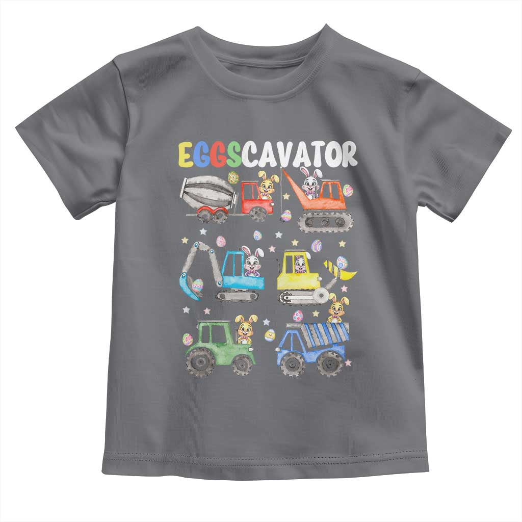 Easter Eggs-Cavator Toddler T Shirt Bunny Excavator Construction Trucks