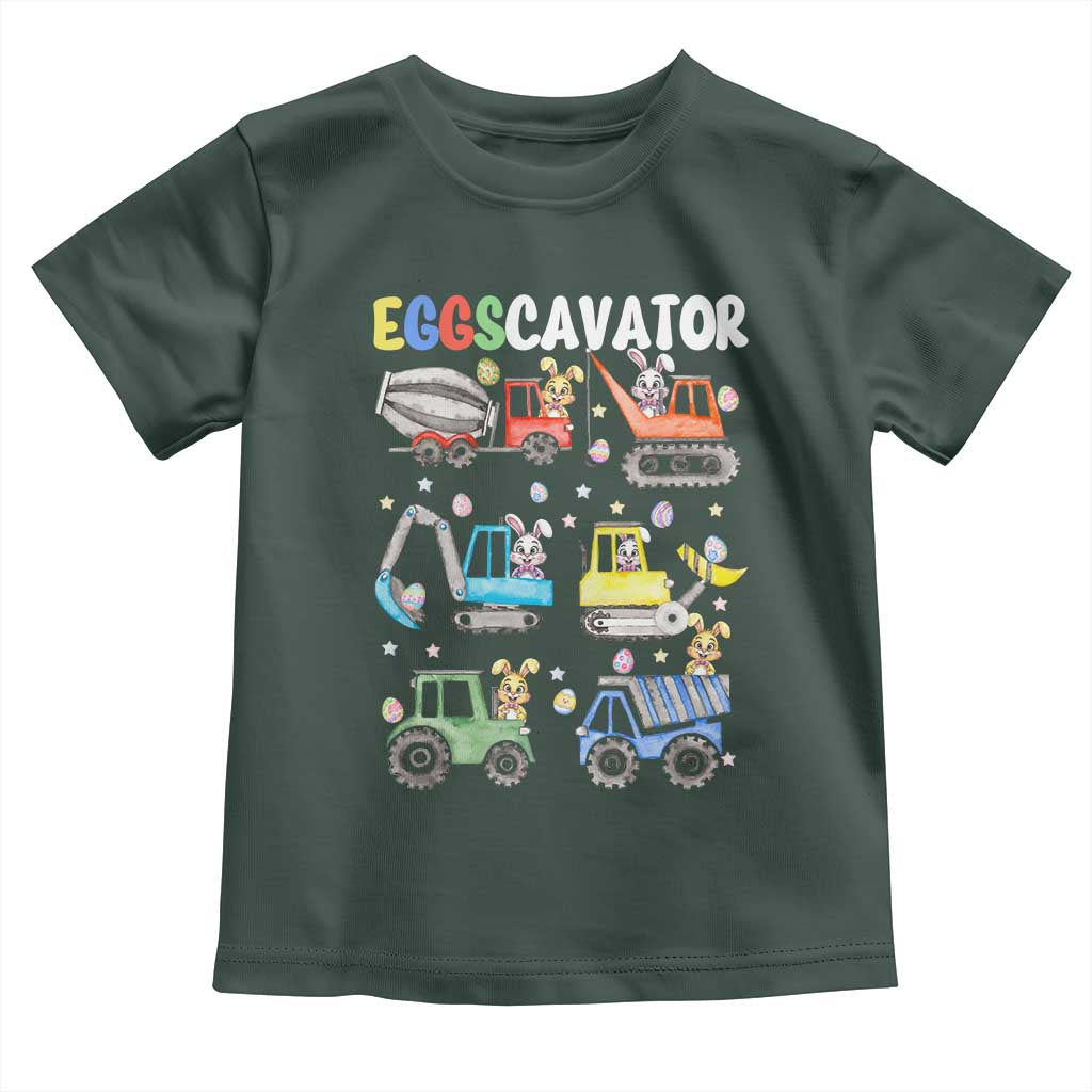 Easter Eggs-Cavator Toddler T Shirt Bunny Excavator Construction Trucks