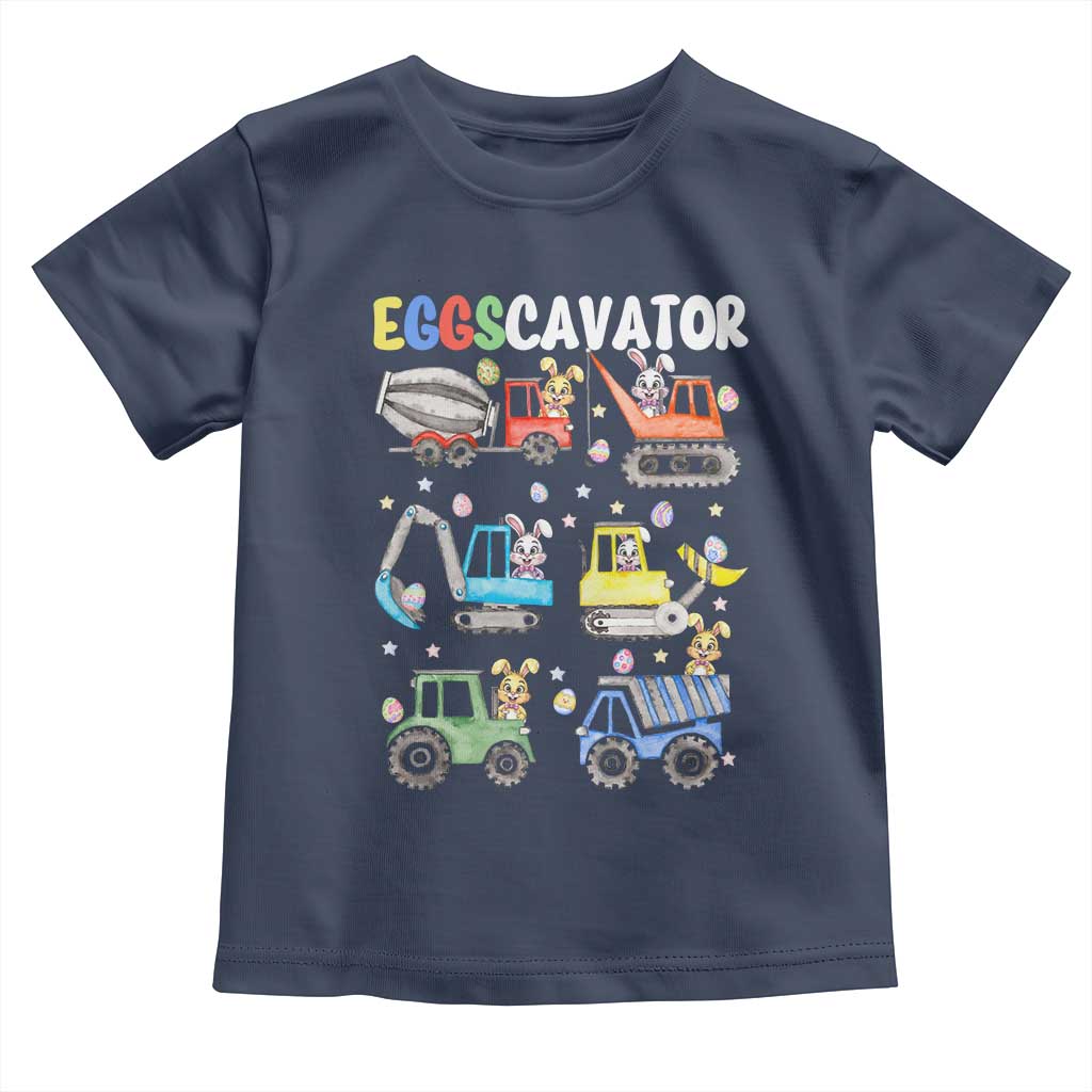 Easter Eggs-Cavator Toddler T Shirt Bunny Excavator Construction Trucks