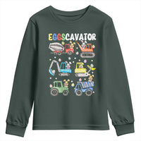 Easter Eggs-Cavator Youth Sweatshirt Bunny Excavator Construction Trucks