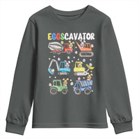 Easter Eggs-Cavator Youth Sweatshirt Bunny Excavator Construction Trucks