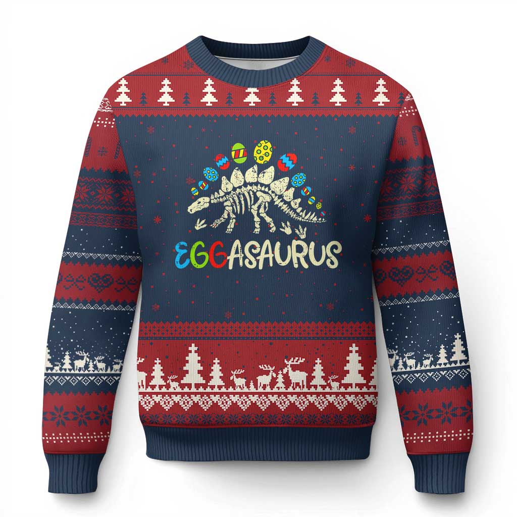 Easter Dinosaur Ugly Christmas Sweater Kids Eggasaurus Easter Stegosaurus Dino Toddler Boys - Wonder Print Shop