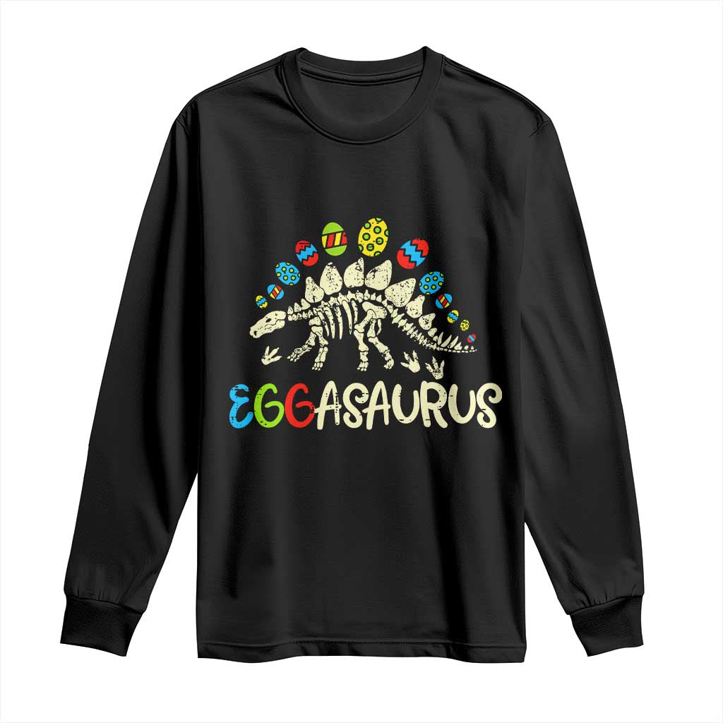 Easter Dinosaur Long Sleeve Shirt Kids Eggasaurus Easter Stegosaurus Dino Toddler Boys - Wonder Print Shop