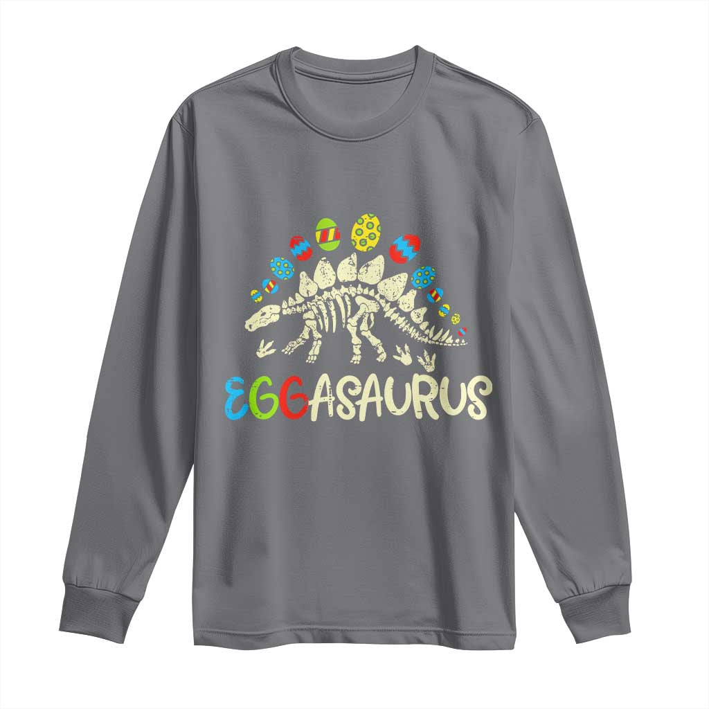 Easter Dinosaur Long Sleeve Shirt Kids Eggasaurus Easter Stegosaurus Dino Toddler Boys - Wonder Print Shop