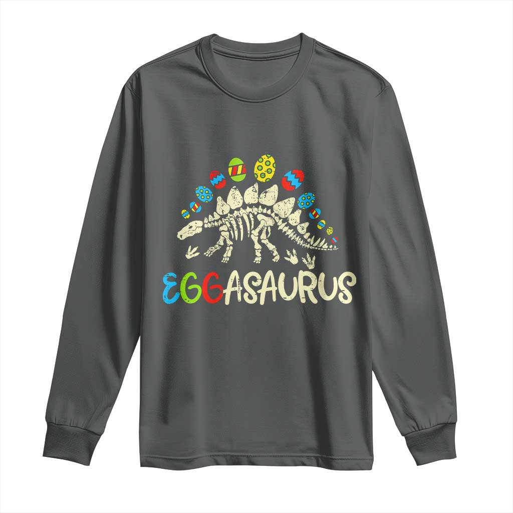 Easter Dinosaur Long Sleeve Shirt Kids Eggasaurus Easter Stegosaurus Dino Toddler Boys - Wonder Print Shop