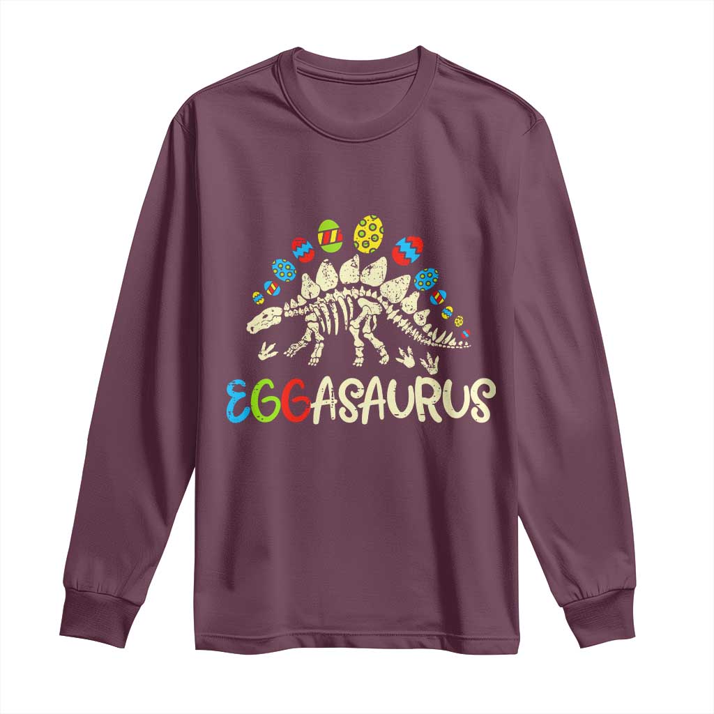 Easter Dinosaur Long Sleeve Shirt Kids Eggasaurus Easter Stegosaurus Dino Toddler Boys - Wonder Print Shop