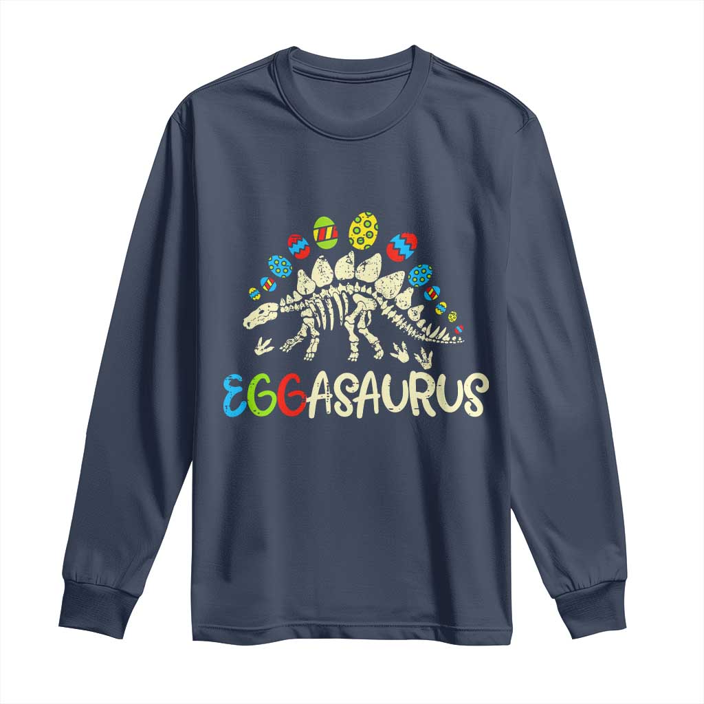 Easter Dinosaur Long Sleeve Shirt Kids Eggasaurus Easter Stegosaurus Dino Toddler Boys - Wonder Print Shop