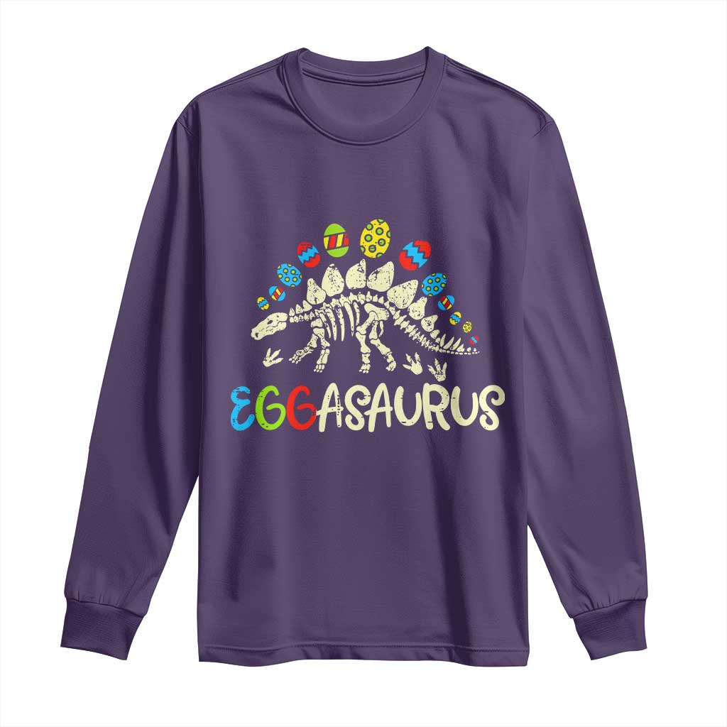 Easter Dinosaur Long Sleeve Shirt Kids Eggasaurus Easter Stegosaurus Dino Toddler Boys - Wonder Print Shop