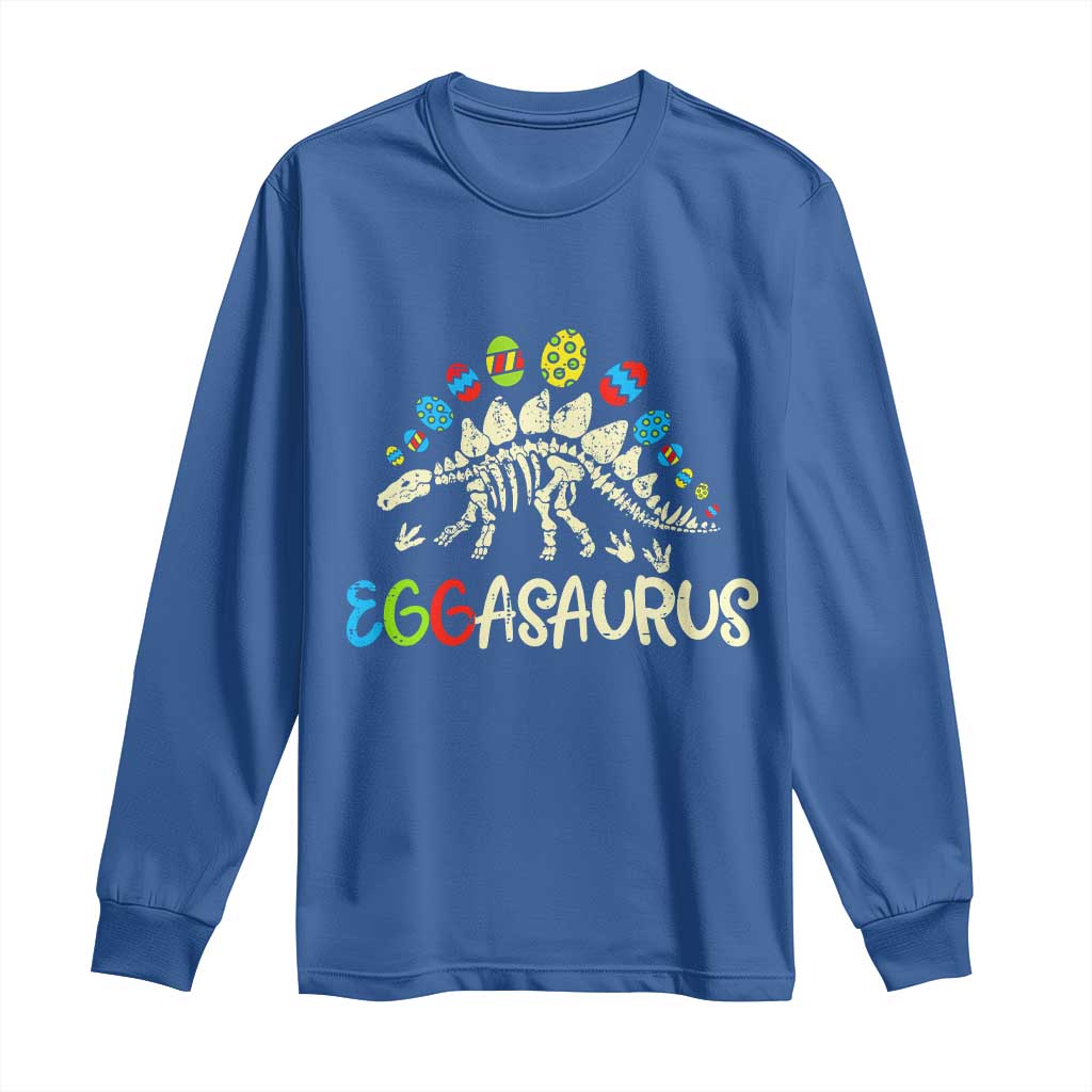 Easter Dinosaur Long Sleeve Shirt Kids Eggasaurus Easter Stegosaurus Dino Toddler Boys - Wonder Print Shop