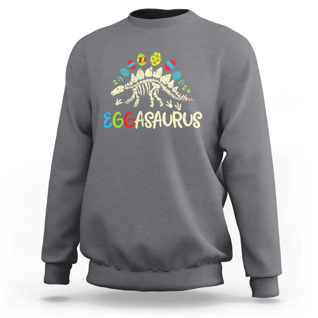 Easter Dinosaur Sweatshirt Kids Eggasaurus Easter Stegosaurus Dino Toddler Boys - Wonder Print Shop