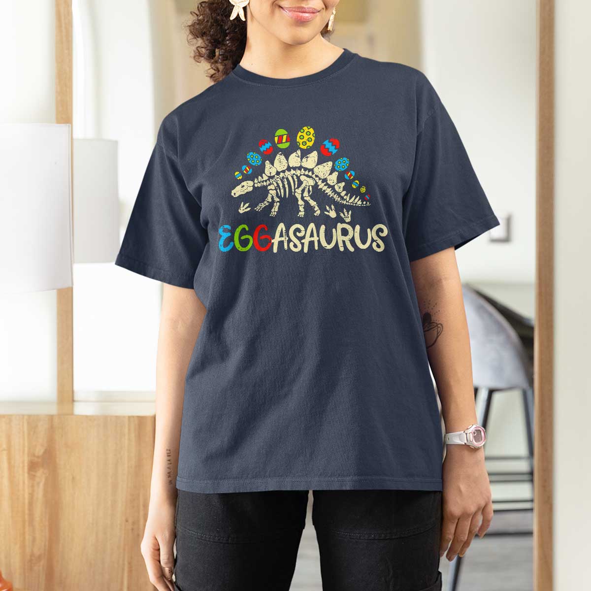 Easter Dinosaur T Shirt For Women Kids Eggasaurus Easter Stegosaurus Dino Toddler Boys - Wonder Print Shop