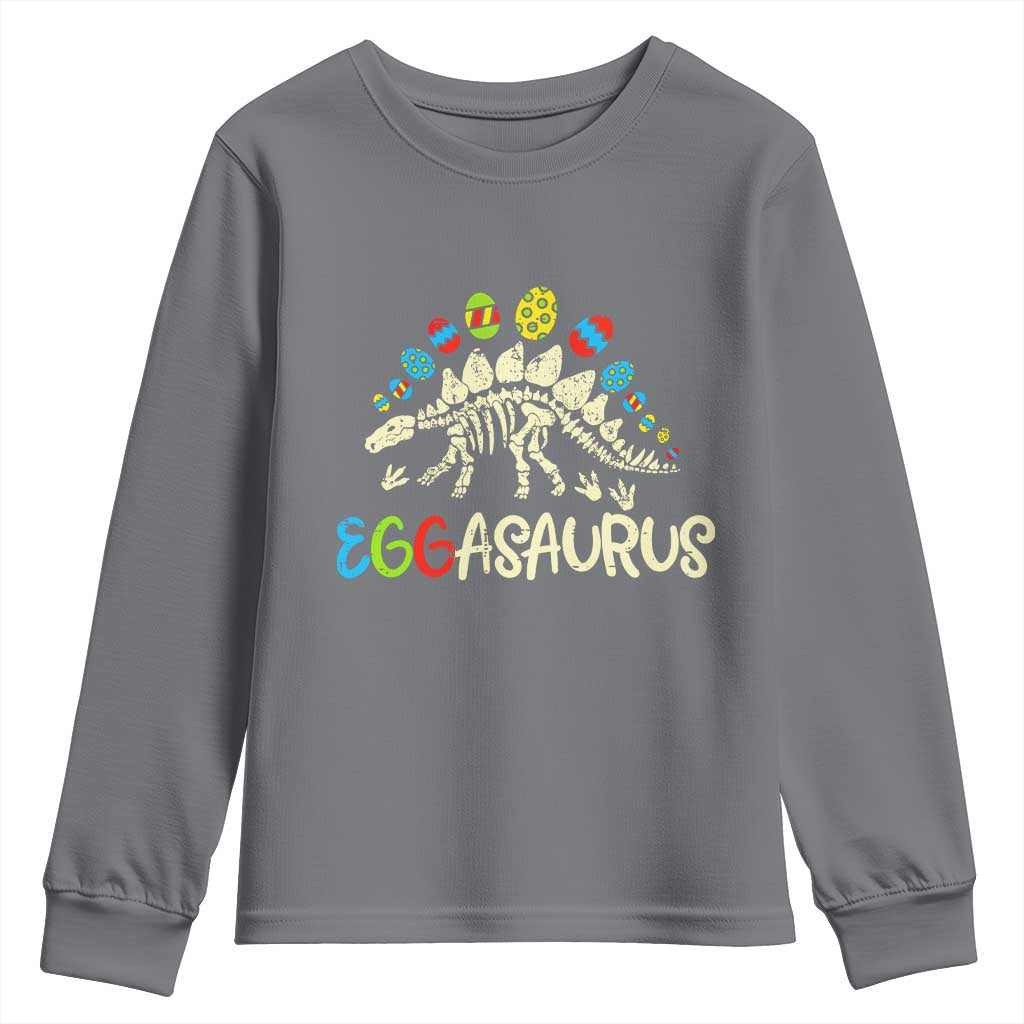 Easter Dinosaur Youth Sweatshirt Kids Eggasaurus Easter Stegosaurus Dino Toddler Boys - Wonder Print Shop