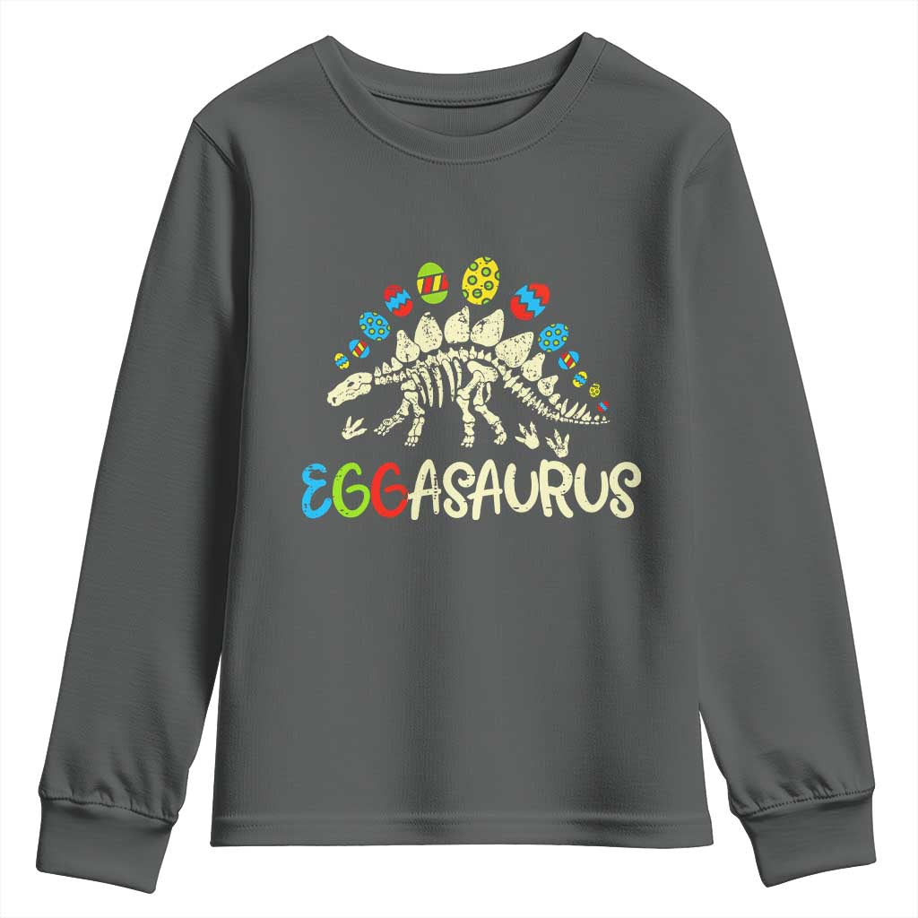 Easter Dinosaur Youth Sweatshirt Kids Eggasaurus Easter Stegosaurus Dino Toddler Boys - Wonder Print Shop
