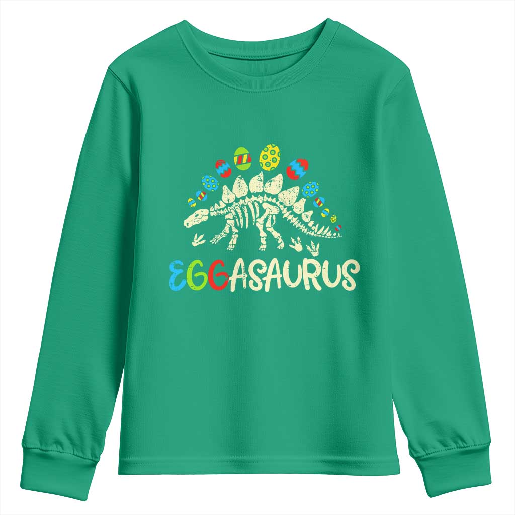 Easter Dinosaur Youth Sweatshirt Kids Eggasaurus Easter Stegosaurus Dino Toddler Boys - Wonder Print Shop