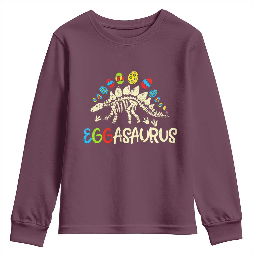 Easter Dinosaur Youth Sweatshirt Kids Eggasaurus Easter Stegosaurus Dino Toddler Boys - Wonder Print Shop