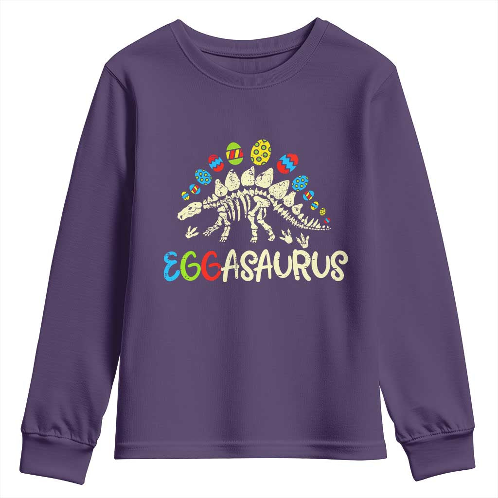 Easter Dinosaur Youth Sweatshirt Kids Eggasaurus Easter Stegosaurus Dino Toddler Boys - Wonder Print Shop