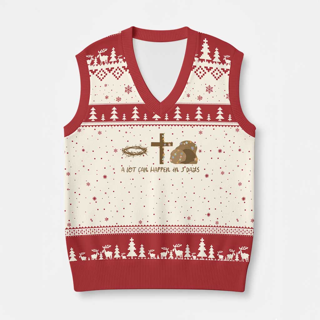 Christian Easter V-Neck Knit Sweater Vest A Lot Can Happen In Three Days