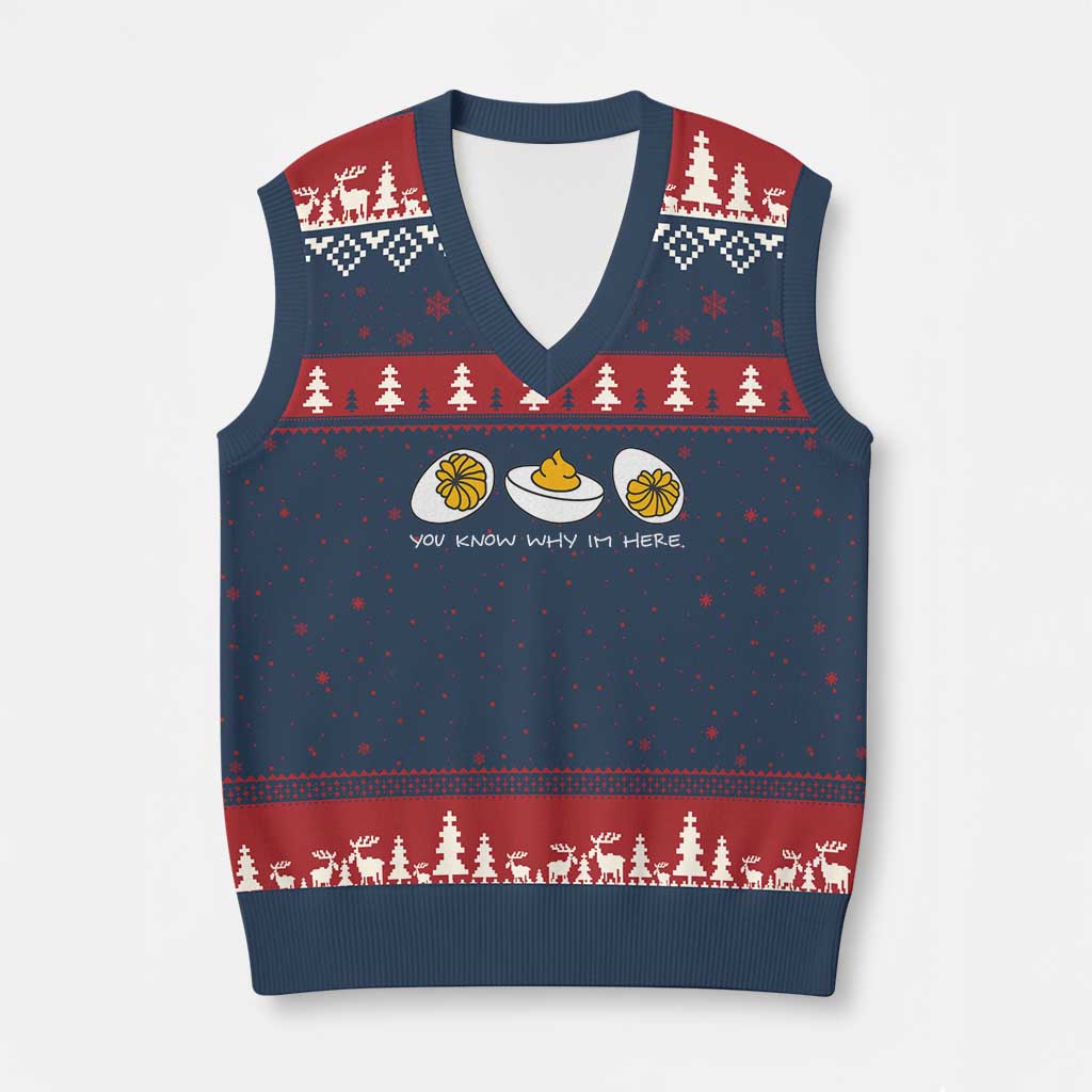 Funny Easter V-Neck Knit Sweater Vest You Know Why Im Here - Wonder Print Shop