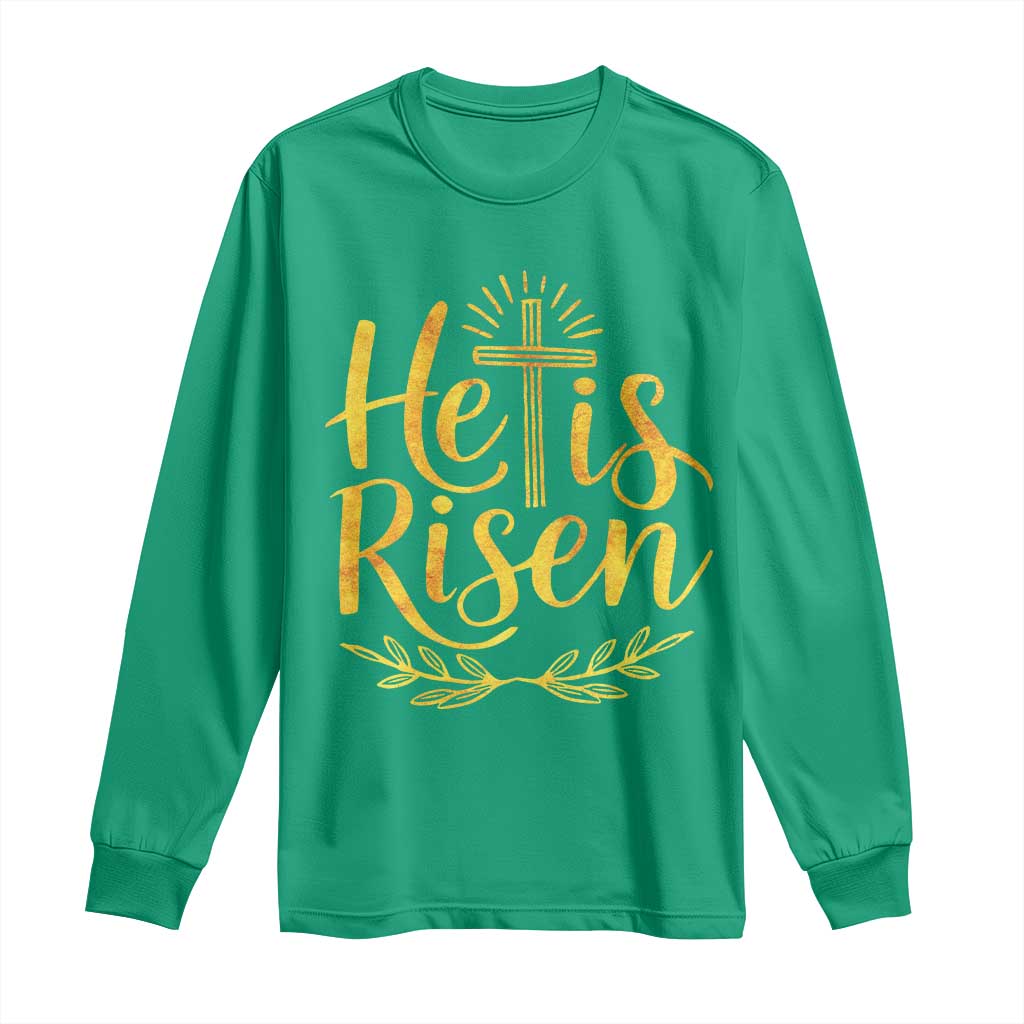 He Is Risen Long Sleeve Shirt Jesus Easter Religious Christians - Wonder Print Shop