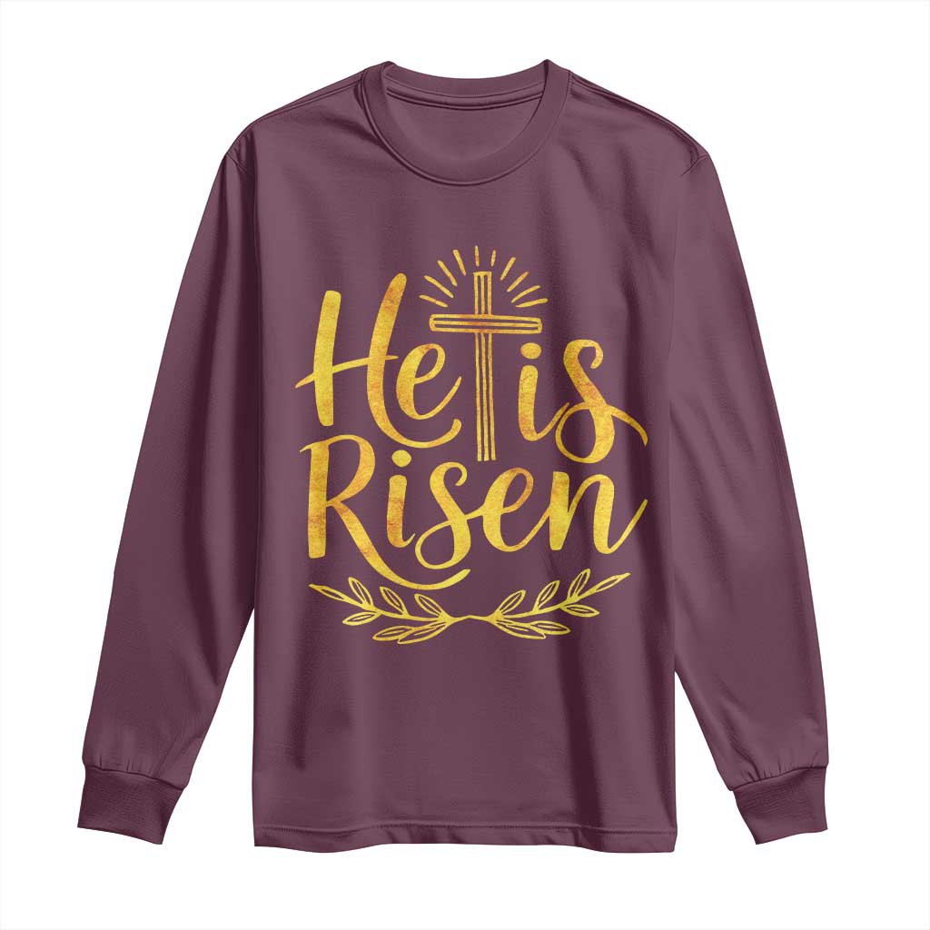 He Is Risen Long Sleeve Shirt Jesus Easter Religious Christians - Wonder Print Shop