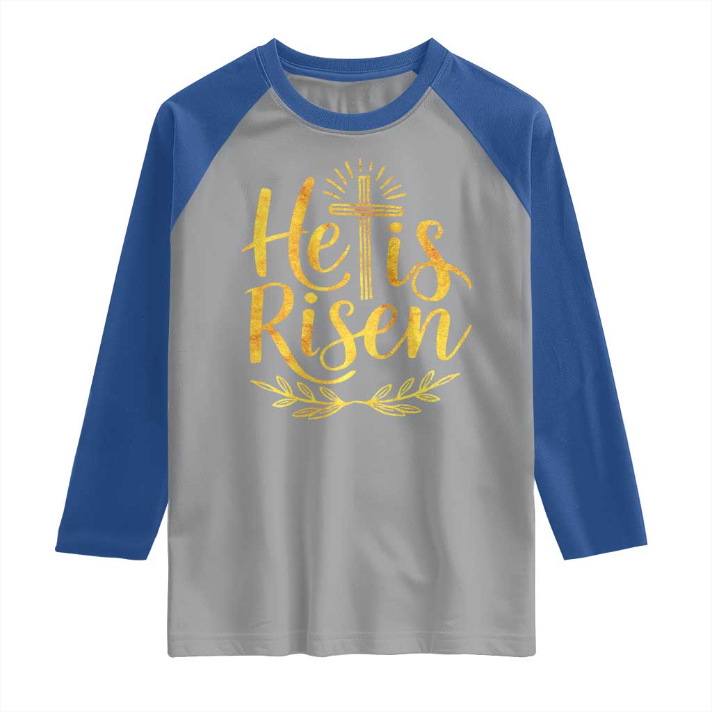 He Is Risen Raglan Shirt Jesus Easter Religious Christians - Wonder Print Shop