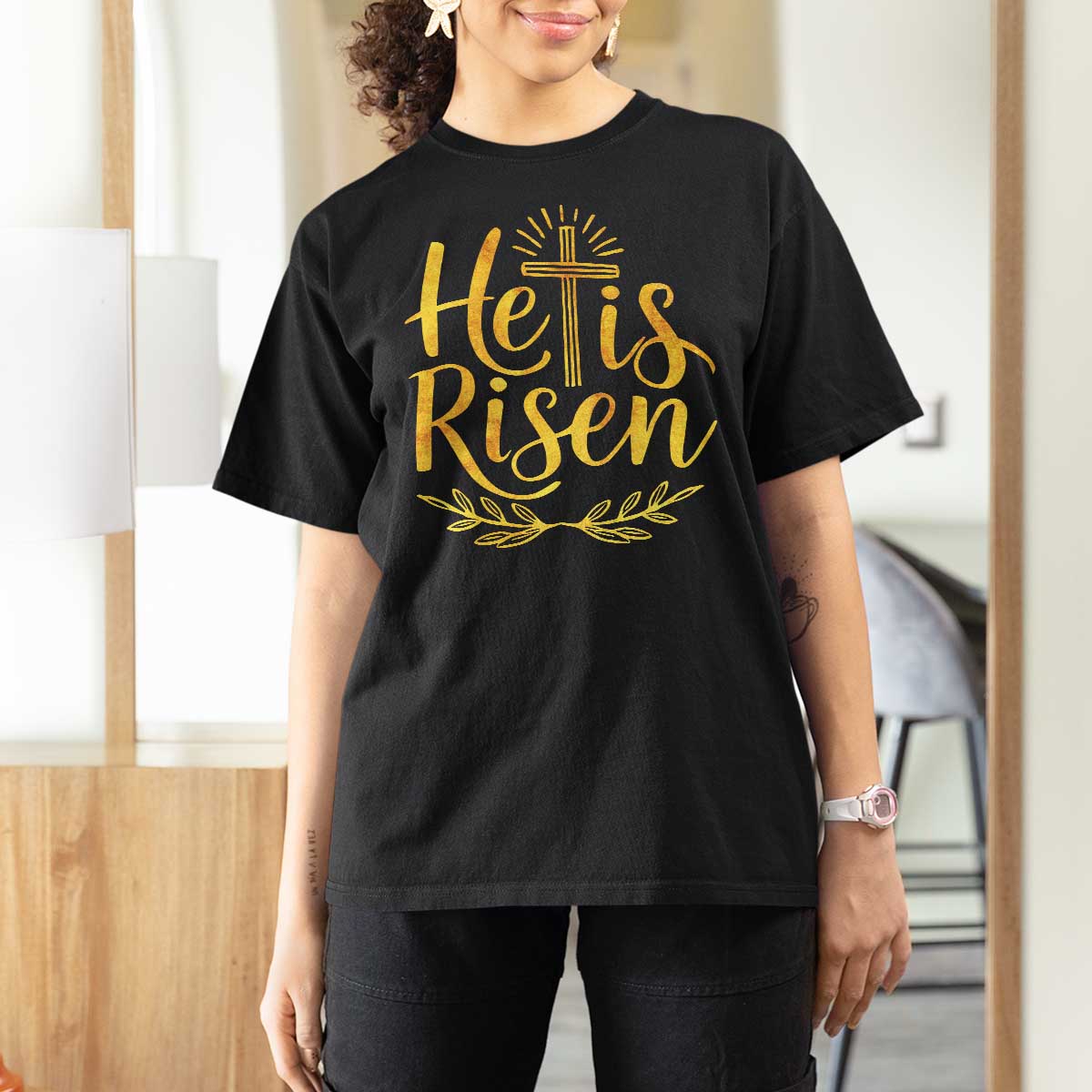 He Is Risen T Shirt For Women Jesus Easter Religious Christians - Wonder Print Shop
