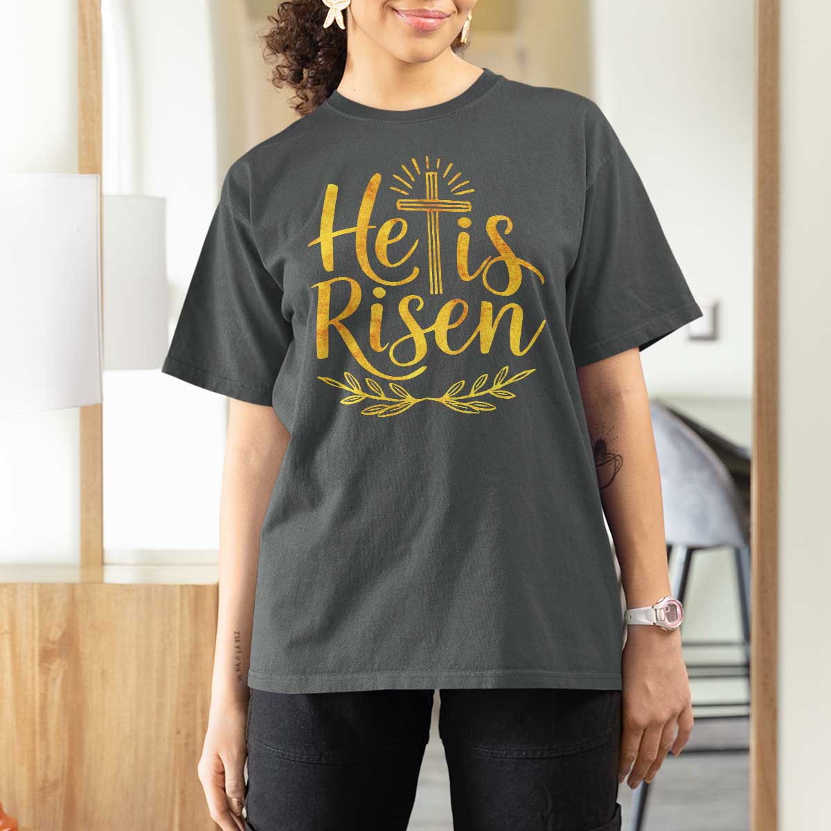 He Is Risen T Shirt For Women Jesus Easter Religious Christians - Wonder Print Shop