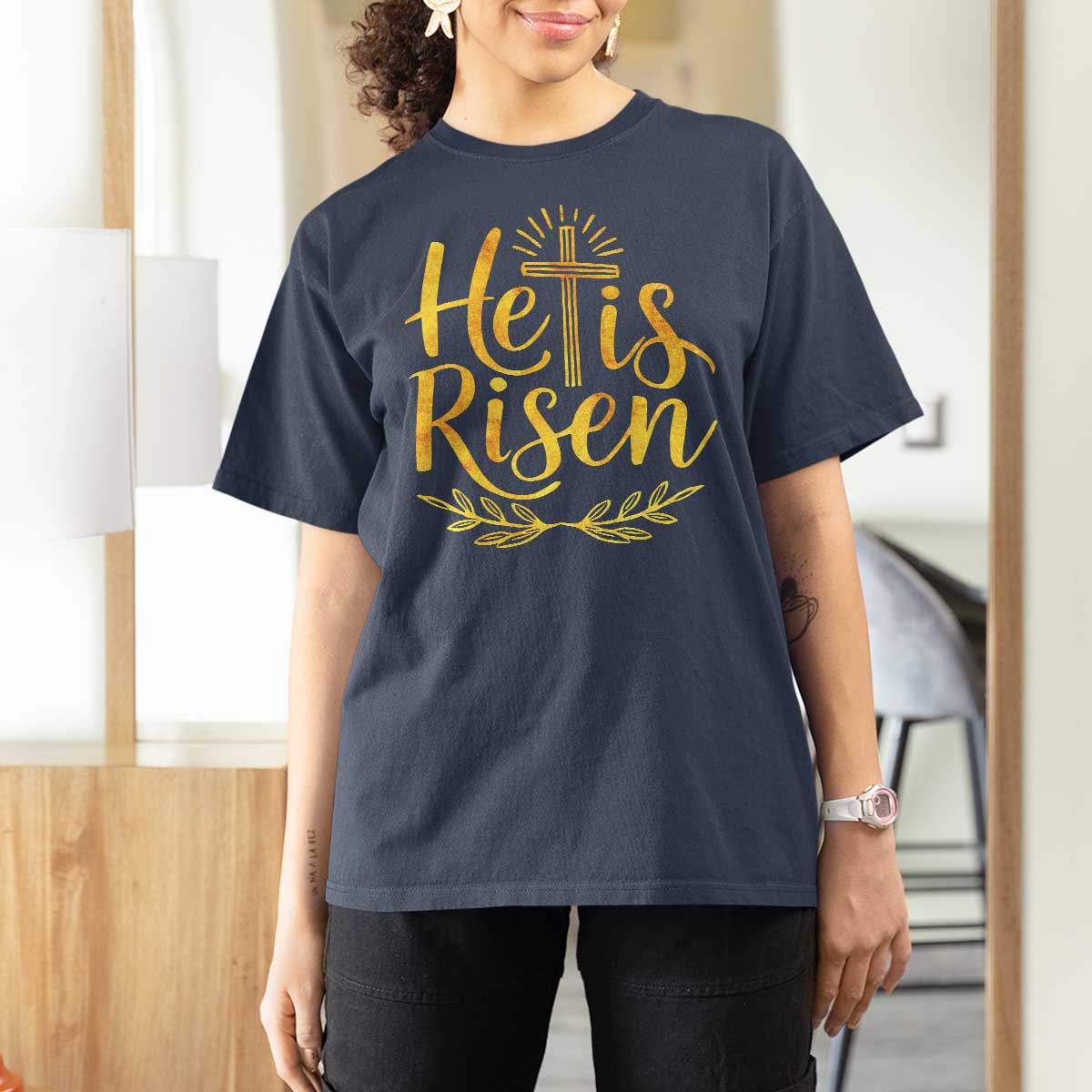 He Is Risen T Shirt For Women Jesus Easter Religious Christians - Wonder Print Shop