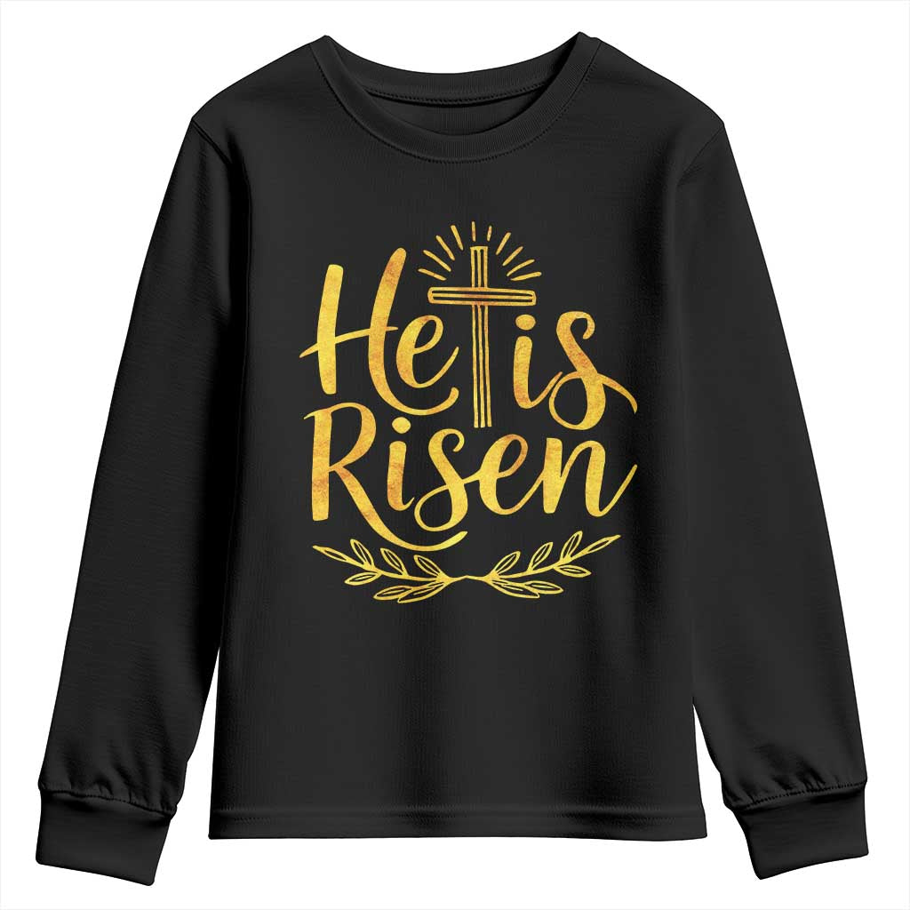 He Is Risen Youth Sweatshirt Jesus Easter Religious Christians - Wonder Print Shop