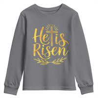 He Is Risen Youth Sweatshirt Jesus Easter Religious Christians - Wonder Print Shop