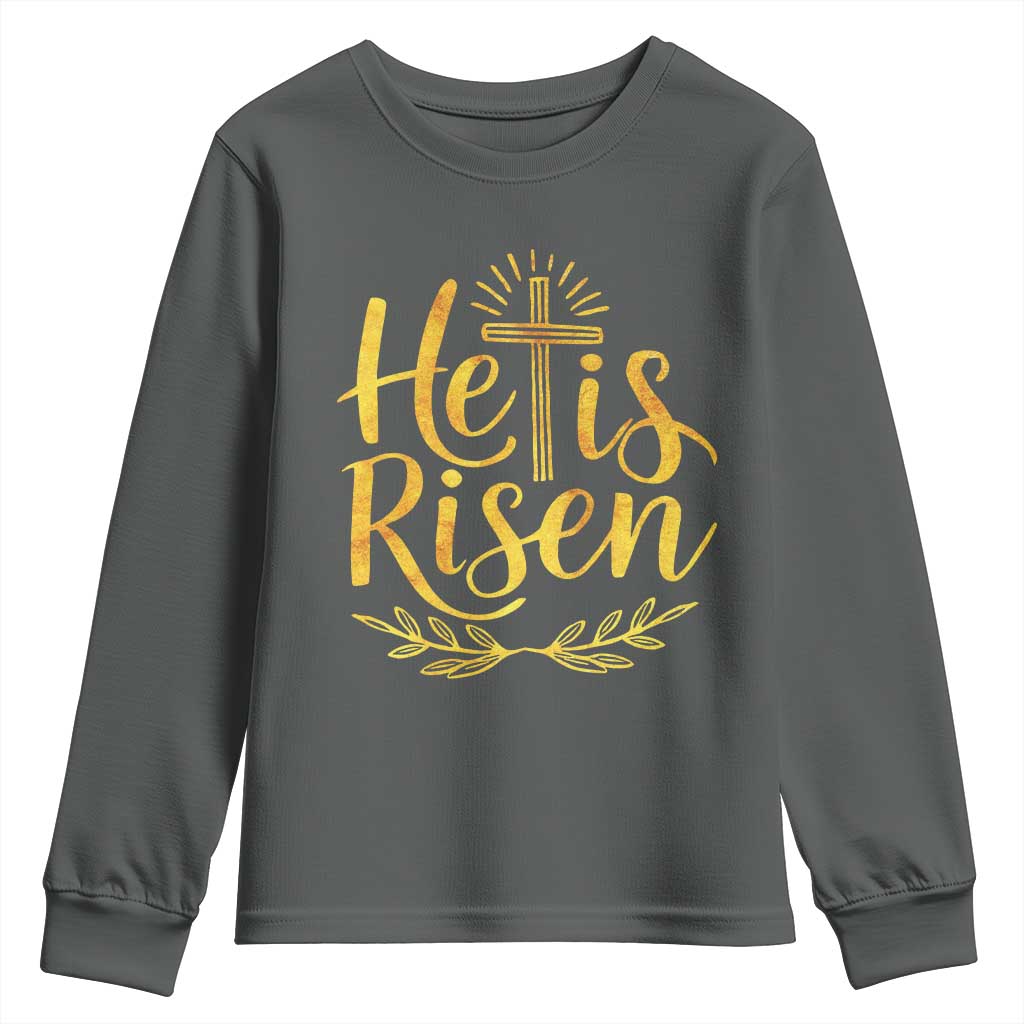 He Is Risen Youth Sweatshirt Jesus Easter Religious Christians - Wonder Print Shop