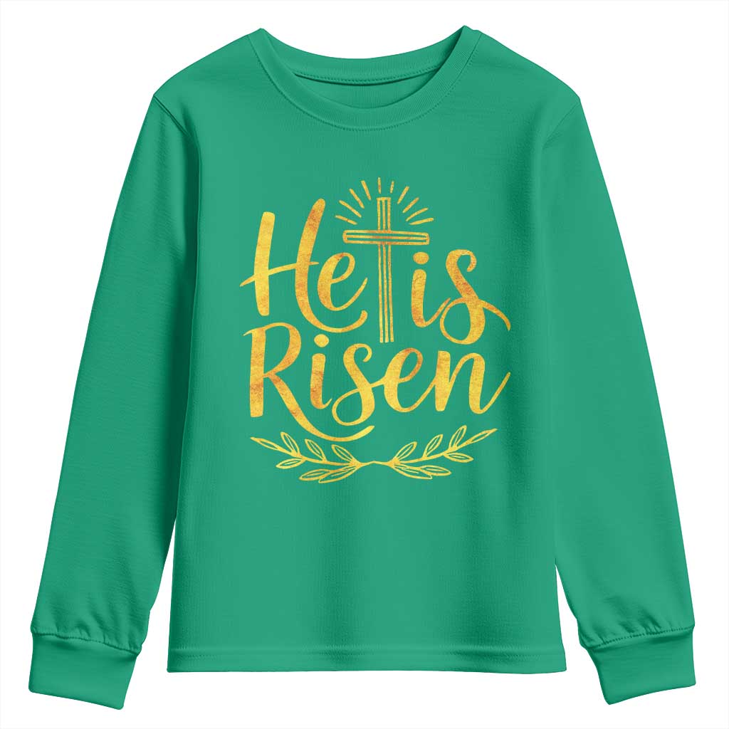 He Is Risen Youth Sweatshirt Jesus Easter Religious Christians - Wonder Print Shop