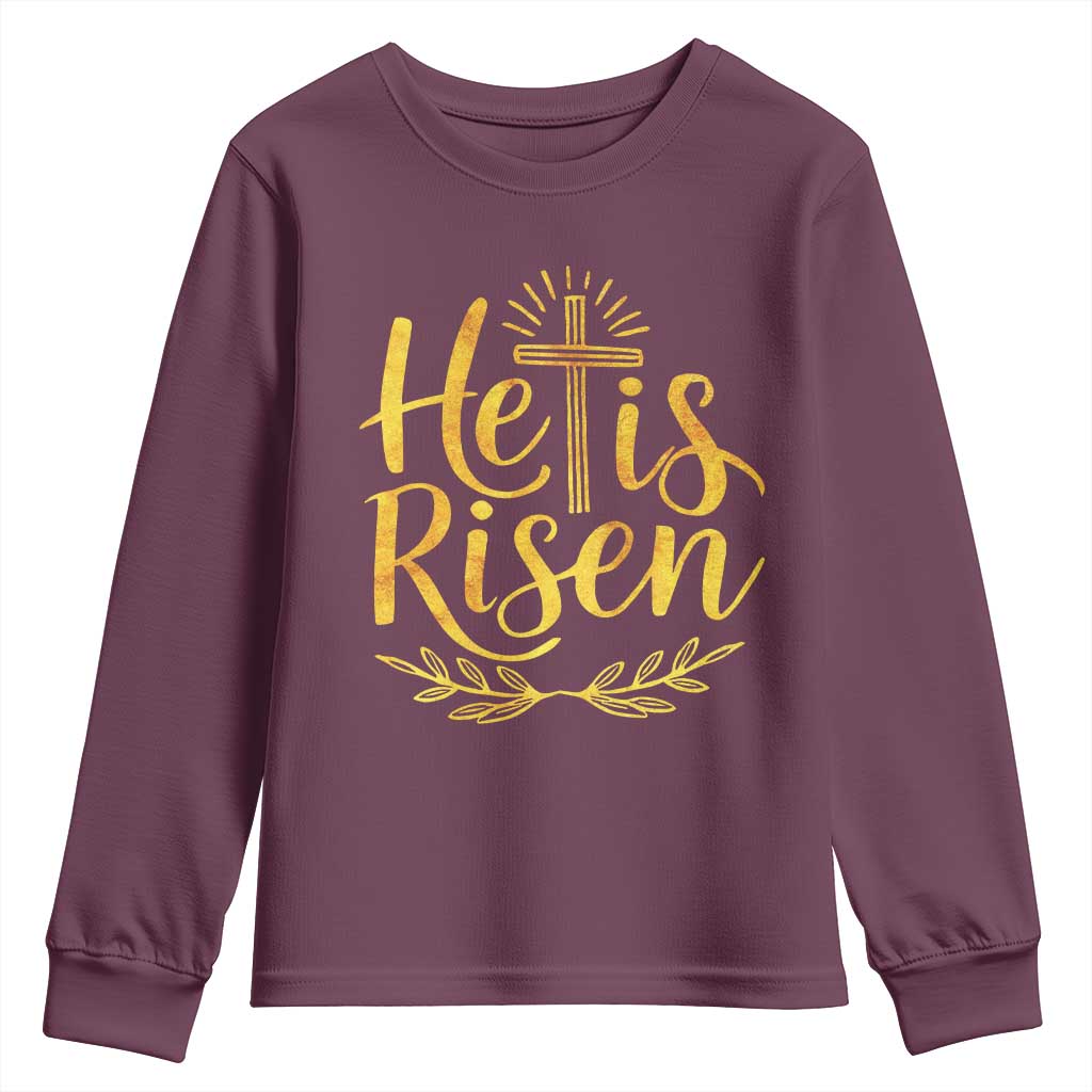 He Is Risen Youth Sweatshirt Jesus Easter Religious Christians - Wonder Print Shop