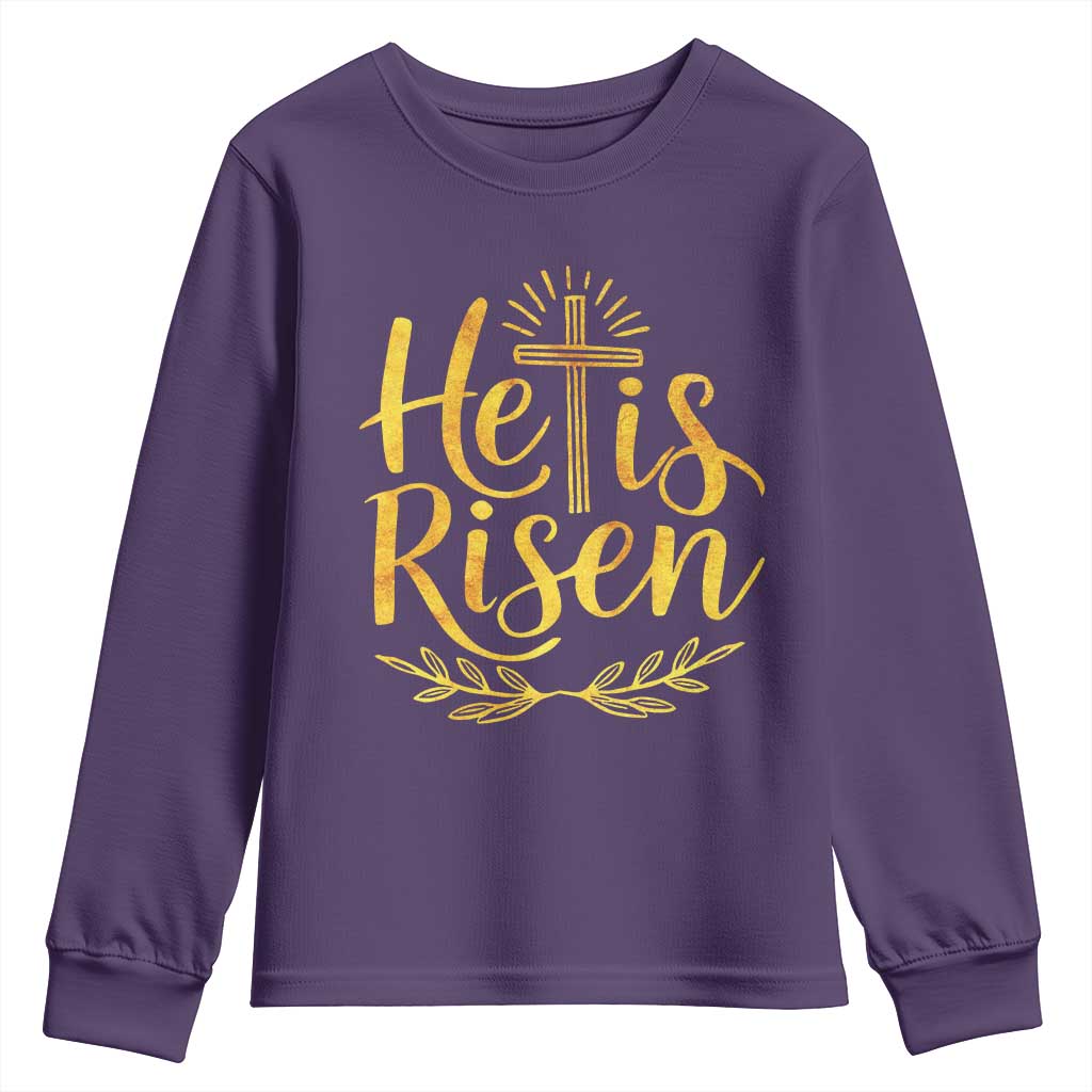 He Is Risen Youth Sweatshirt Jesus Easter Religious Christians - Wonder Print Shop