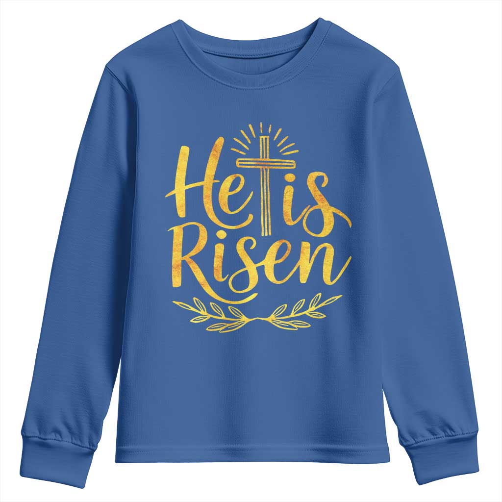 He Is Risen Youth Sweatshirt Jesus Easter Religious Christians - Wonder Print Shop