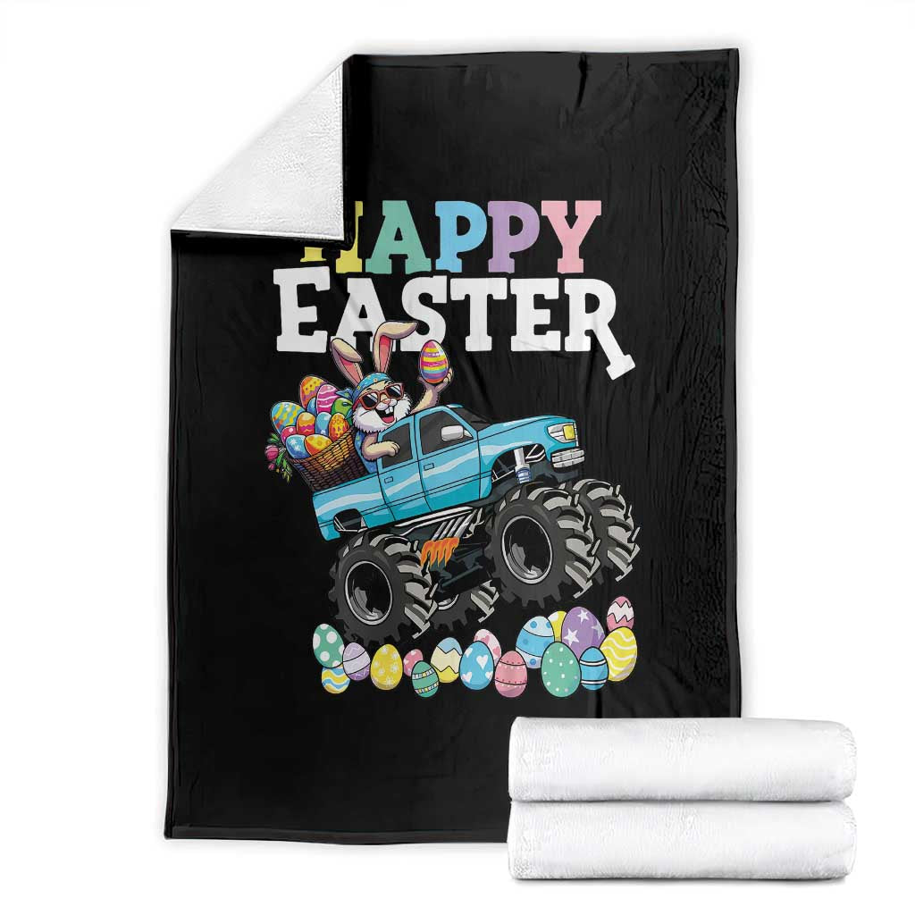 Boys Happy Easter Bunny Monster Truck Throw Blanket Eggs Cool Rabbit Car Lovers Toddler - Wonder Print Shop