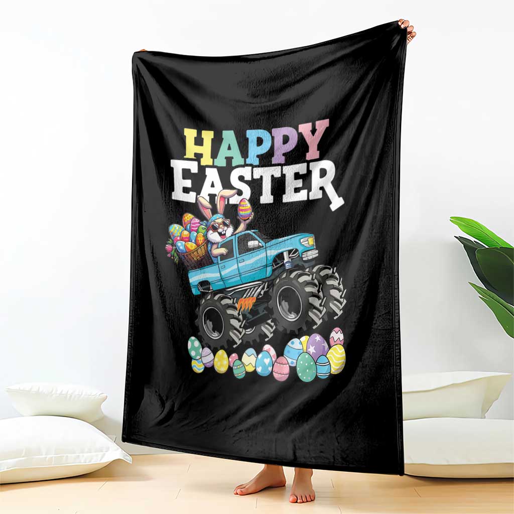 Boys Happy Easter Bunny Monster Truck Throw Blanket Eggs Cool Rabbit Car Lovers Toddler - Wonder Print Shop