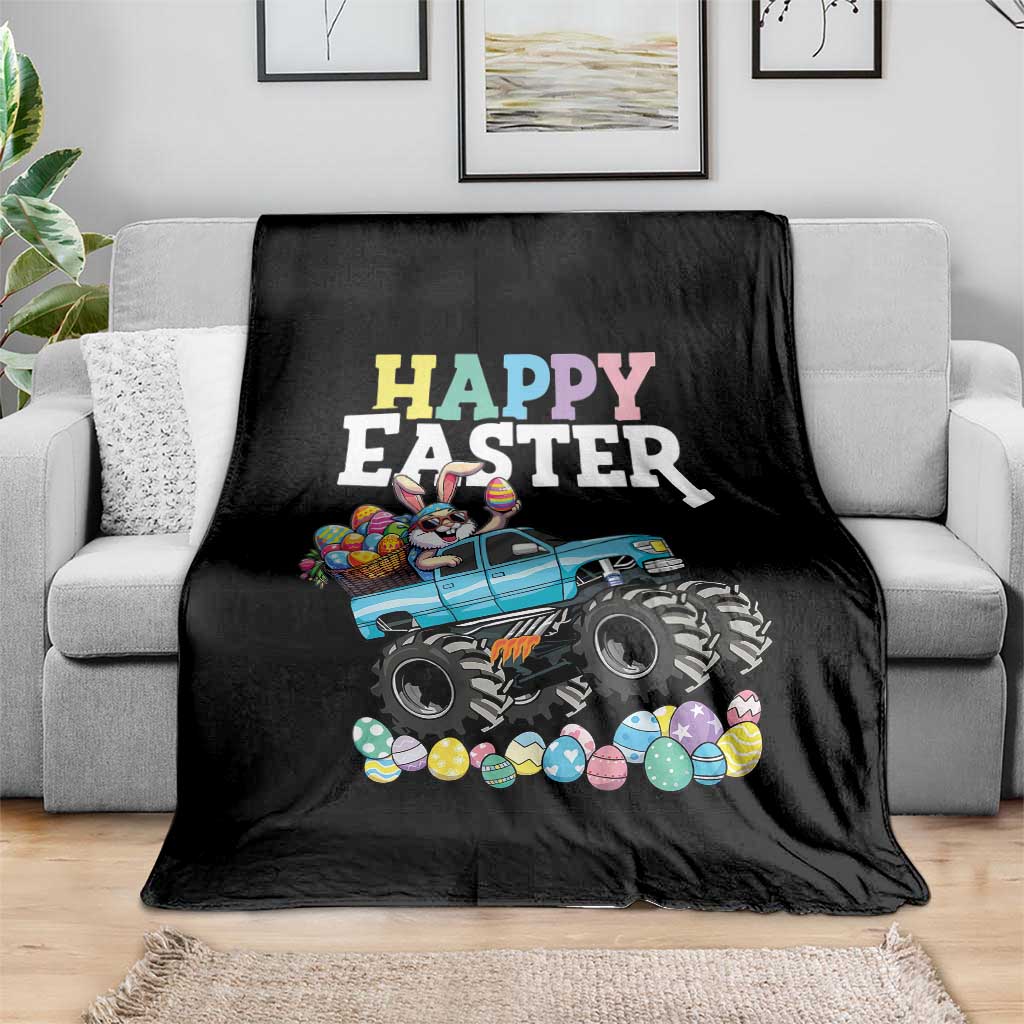 Boys Happy Easter Bunny Monster Truck Throw Blanket Eggs Cool Rabbit Car Lovers Toddler - Wonder Print Shop