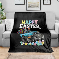 Boys Happy Easter Bunny Monster Truck Throw Blanket Eggs Cool Rabbit Car Lovers Toddler - Wonder Print Shop