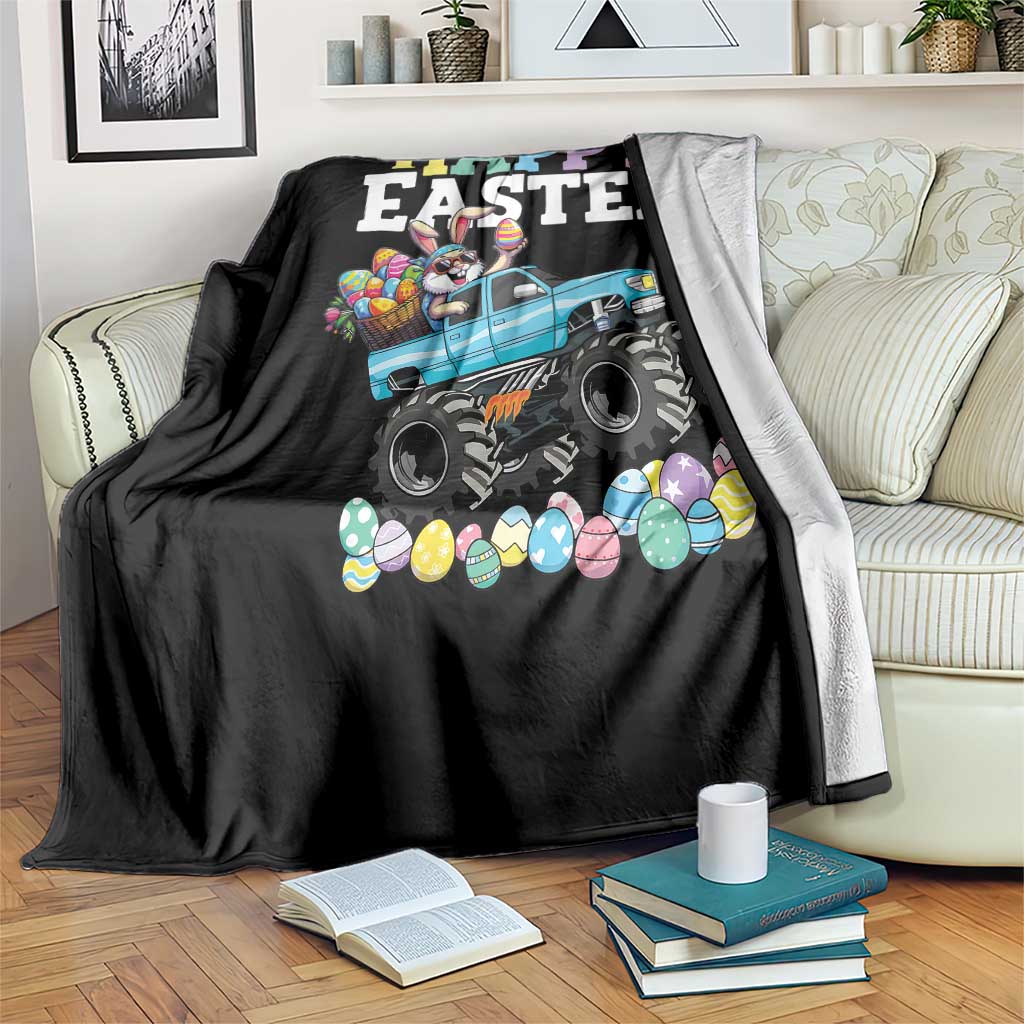 Boys Happy Easter Bunny Monster Truck Throw Blanket Eggs Cool Rabbit Car Lovers Toddler - Wonder Print Shop
