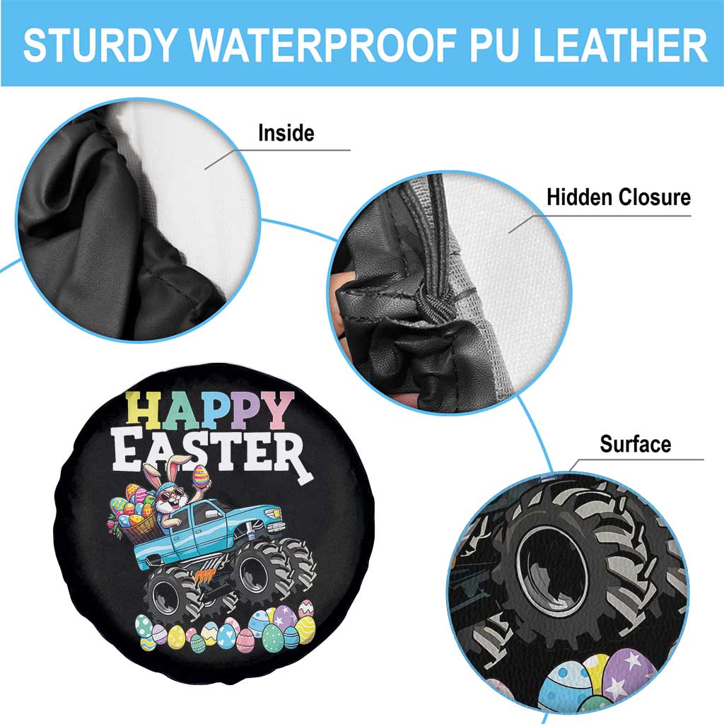 Boys Happy Easter Bunny Monster Truck Spare Tire Cover Eggs Cool Rabbit Car Lovers Toddler - Wonder Print Shop