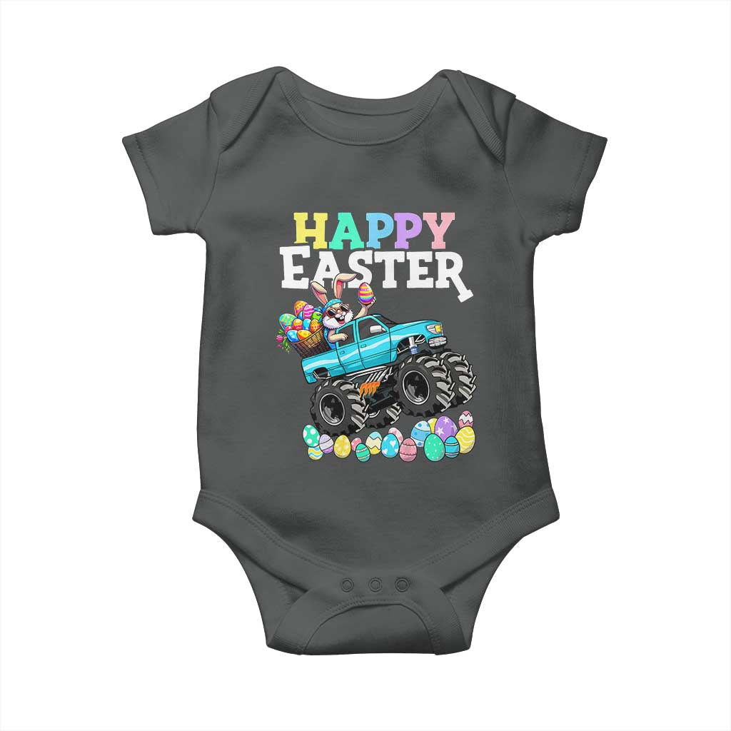 Boys Happy Easter Bunny Monster Truck Baby Onesie Eggs Cool Rabbit Car Lovers Toddler - Wonder Print Shop